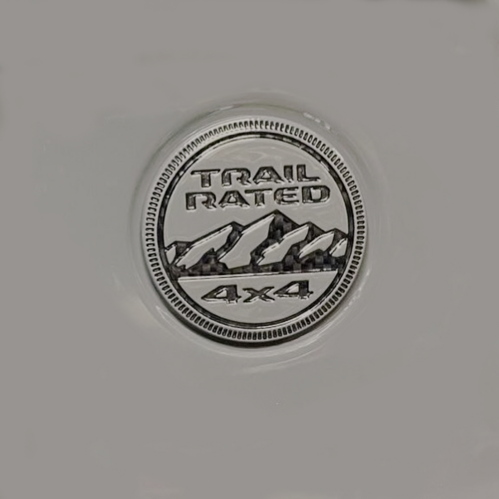 Trail Rated Badge Sting Gray Base Color Black Carbon Matte Inset